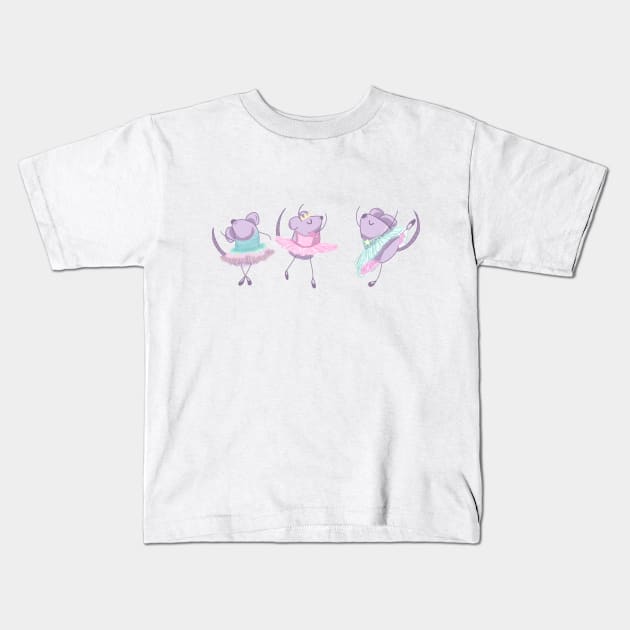 Ballerina Mice Kids T-Shirt by GG Raven Works